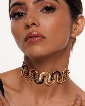 gold-plated just jamiti statement choker necklace