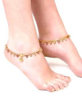 gold-plated kundan anklets