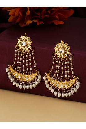 gold plated kundan chandbali earrings