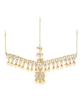 gold-plated kundan-studded mathapatti