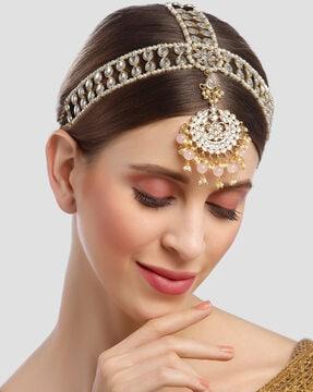 gold-plated kundan-studded mathapatti