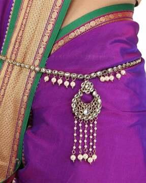 gold-plated kundan-studded pearl kamarband