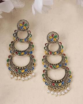 gold-plated layered chandbali earrings