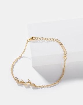 gold-plated leaf design link bracelet