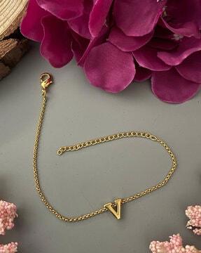 gold-plated link bracelet with lobster claw closure