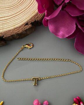 gold-plated link bracelet with lobster claw closure