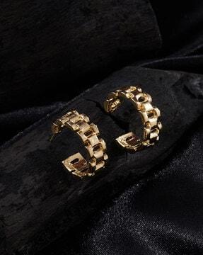 gold-plated link chain hoops earrings