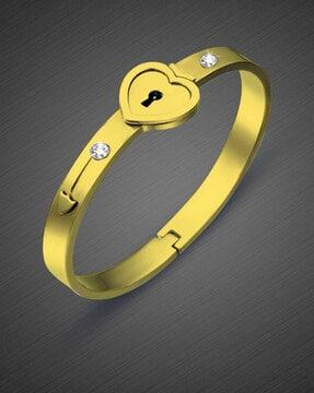 gold-plated lock & key couple bracelet pendant set