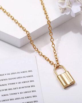 gold-plated lock pendant necklace