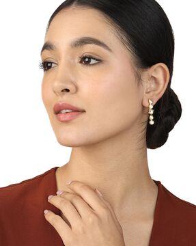 gold-plated lumen mirror line drop earrings