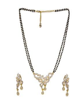 gold-plated mangalsutra necklace & earrings set