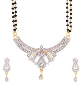 gold-plated mangalsutra with earrings