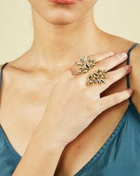 gold-plated marquise open statement ring