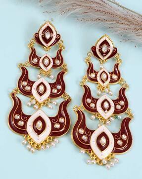 gold-plated meenakari dangler earrings