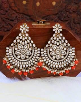 gold-plated mirror embellished dangler earrings