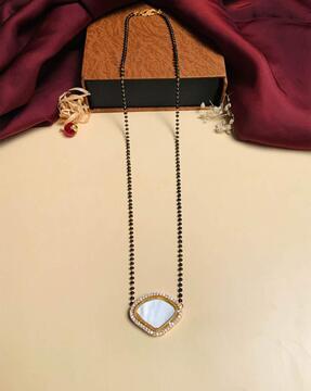 gold-plated mother pearl-studded mangalsutra
