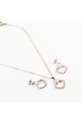 gold plated necklace with earrings & heart shaped pendant for girls & women