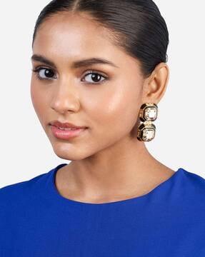 gold-plated optic deco crystal stud earrings