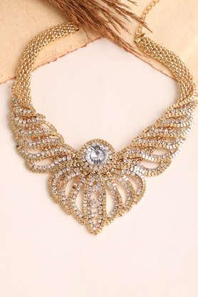 gold plated party designer stone statement necklace for women