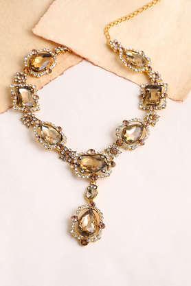 gold plated party designer stone statement necklace for women