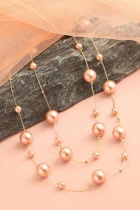gold plated party pearls layered necklace for women