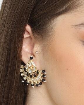 gold-plated pearl chandbali earrings