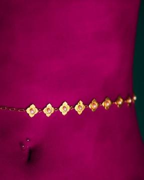 gold-plated pearl choker necklace