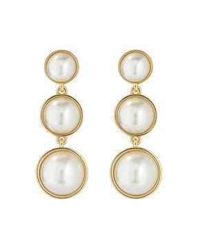 gold-plated pearl drop earrings