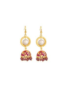 gold-plated pearl jhumka earrings