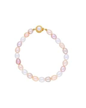 gold-plated pearl link bracelet