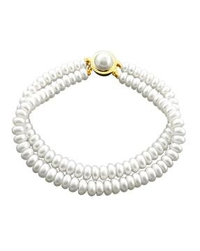 gold-plated pearl link bracelet