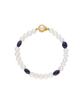 gold-plated pearl link bracelet