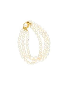 gold-plated pearl link bracelet