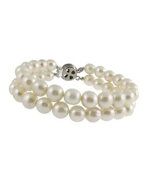 gold-plated pearl link bracelet