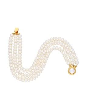 gold-plated pearl link bracelet