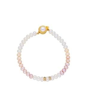 gold-plated pearl link bracelet