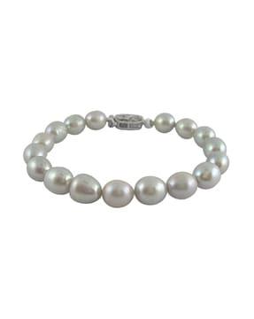 gold-plated pearl link bracelet