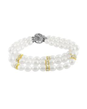 gold-plated pearl link bracelet