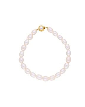 gold-plated pearl link bracelet