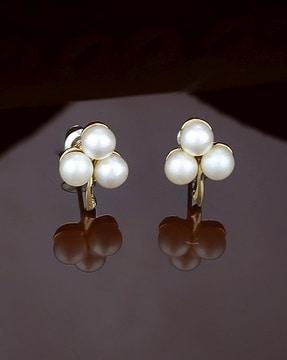 gold-plated pearl stud earrings