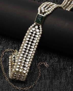 gold-plated pearl studded kamarband