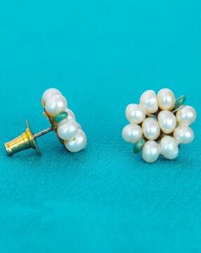 gold-plated pearl-studded studs earrings