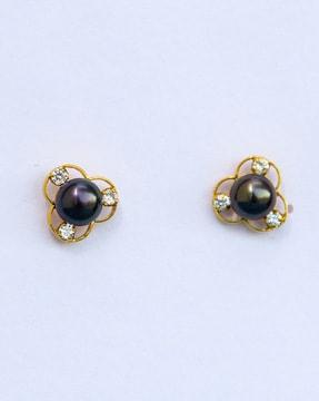 gold-plated pearl-studded studs earrings