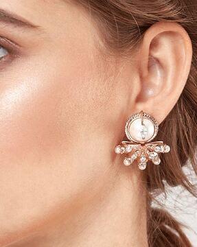 gold-plated pearl studs earrings