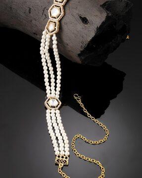 gold-plated pearls kamarband