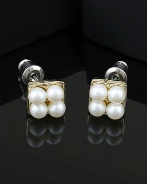 gold plated pearls studded earrings