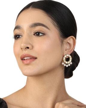 gold-plated perla chandbali earrings