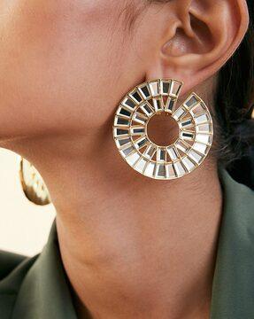 gold-plated prism mirror statement hoop earrings