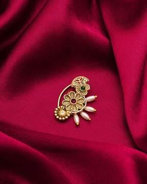 gold-plated ruby and pearl nosepin