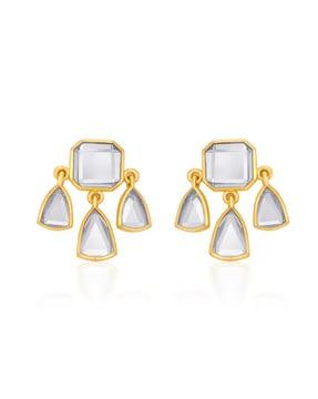 gold-plated seher statement mirror stud earrings